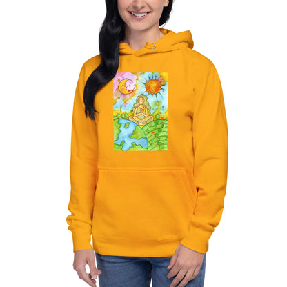 Unisex Pullover Hoodie (meditating beneath the sun and moon)