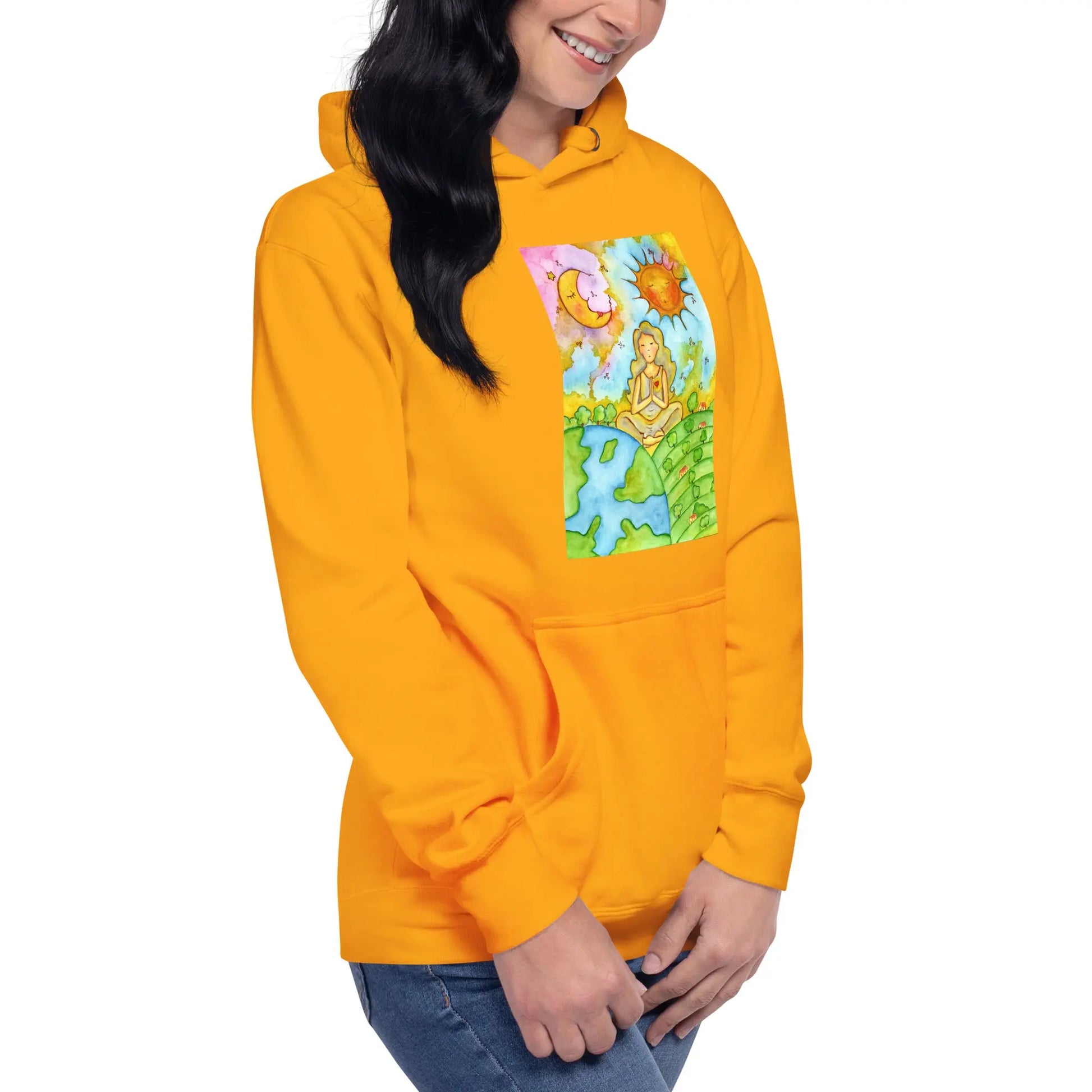 Unisex Pullover Hoodie (meditating beneath the sun and moon)
