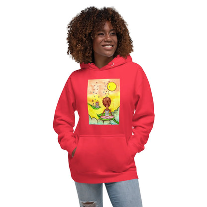 Unisex Pullover Hoodie (cat and woman meditating)