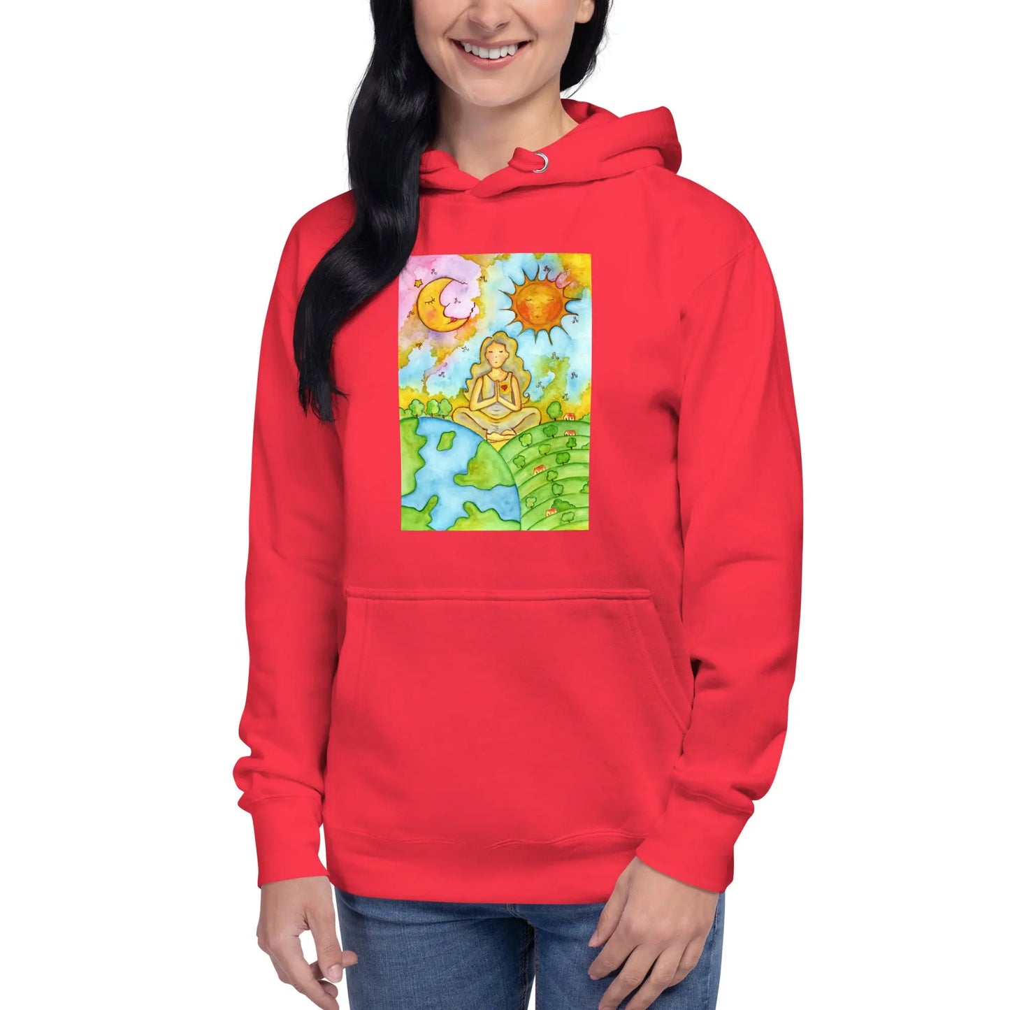 Unisex Pullover Hoodie (meditating beneath the sun and moon)
