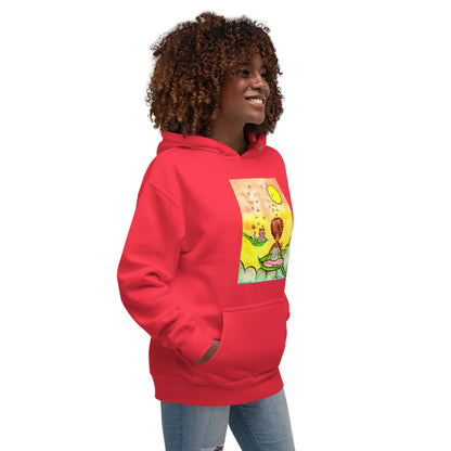 Unisex Pullover Hoodie (cat and woman meditating)