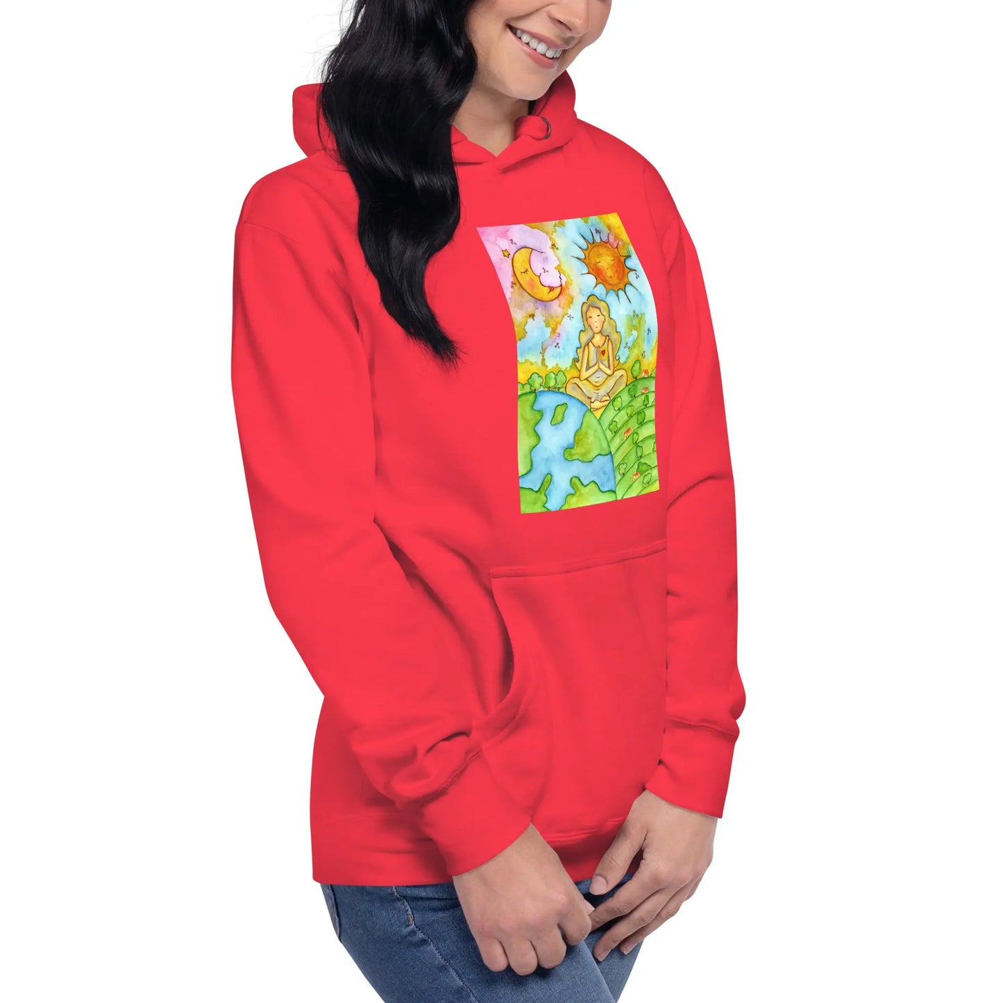 Unisex Pullover Hoodie (meditating beneath the sun and moon)