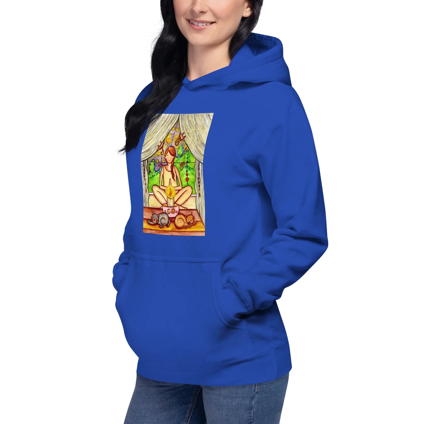 Unisex Pullover Hoodie (meditating on a still flame)