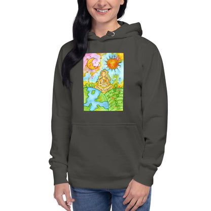 Unisex Pullover Hoodie (meditating beneath the sun and moon)
