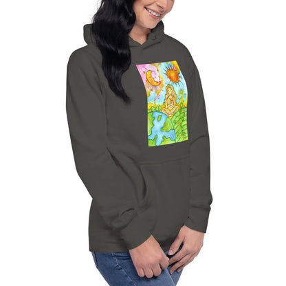 Unisex Pullover Hoodie (meditating beneath the sun and moon)