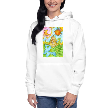 Unisex Pullover Hoodie (meditating beneath the sun and moon)