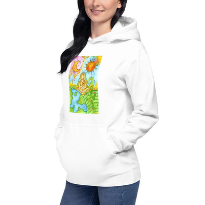 Unisex Pullover Hoodie (meditating beneath the sun and moon)