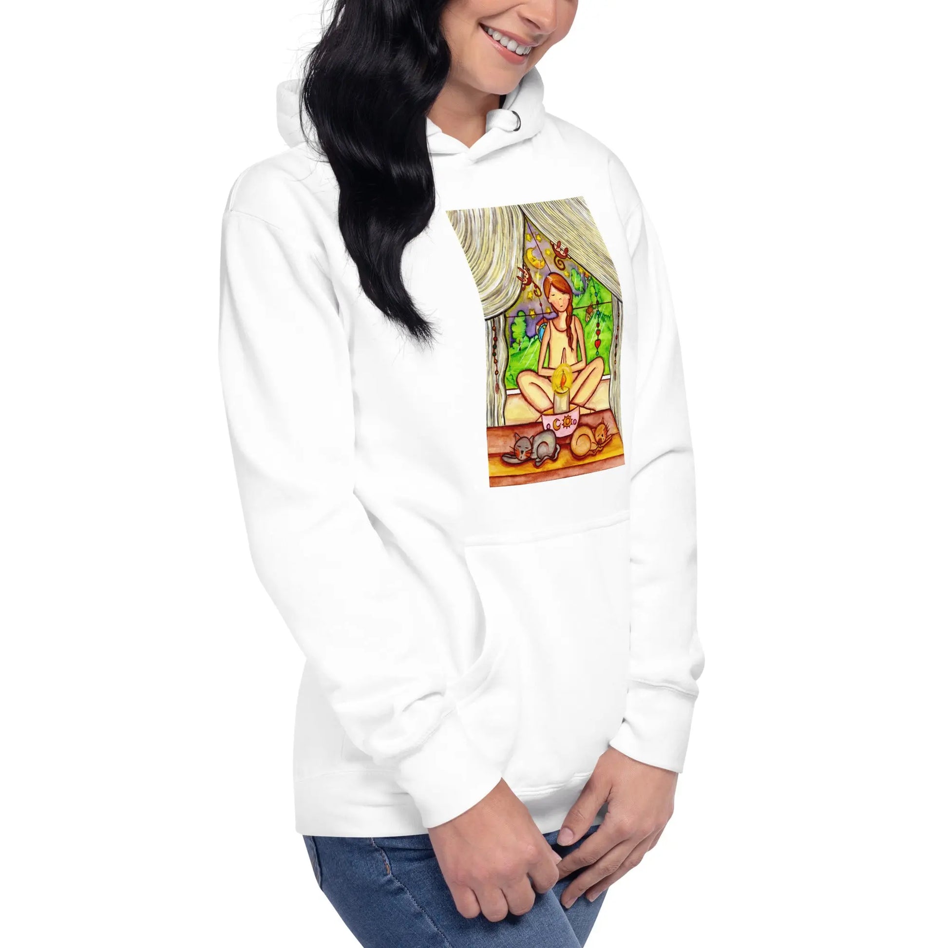 Unisex Pullover Hoodie (meditating on a still flame)