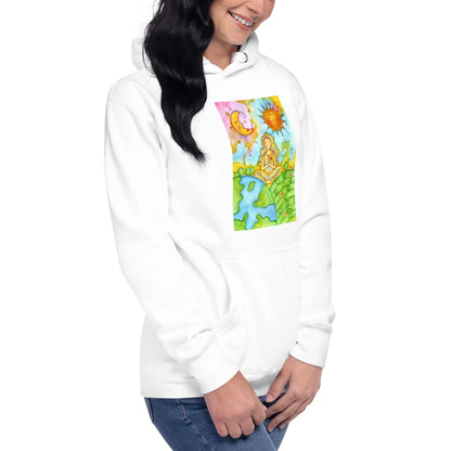 Unisex Pullover Hoodie (meditating beneath the sun and moon)