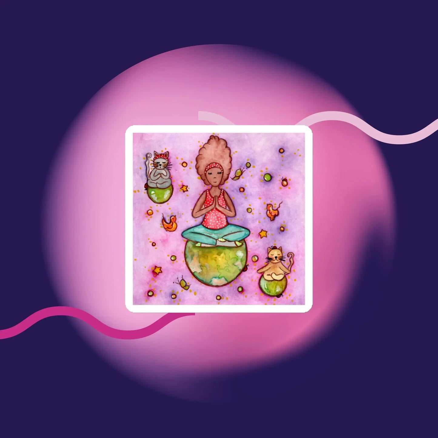 Magnet (woman and cats meditating)