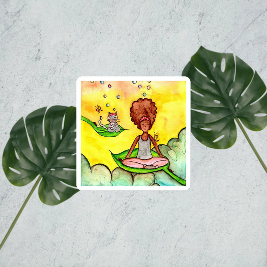 Magnet (cat and woman meditating)