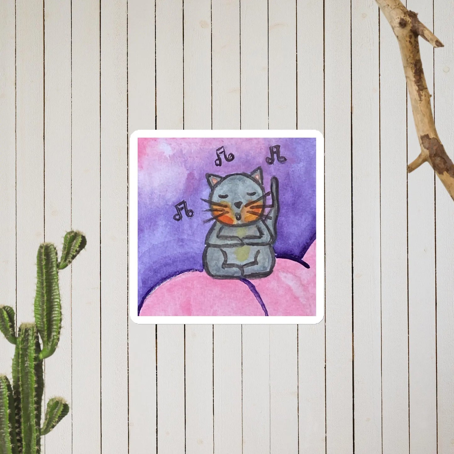 Magnet (cat chanting on a pink cloud)