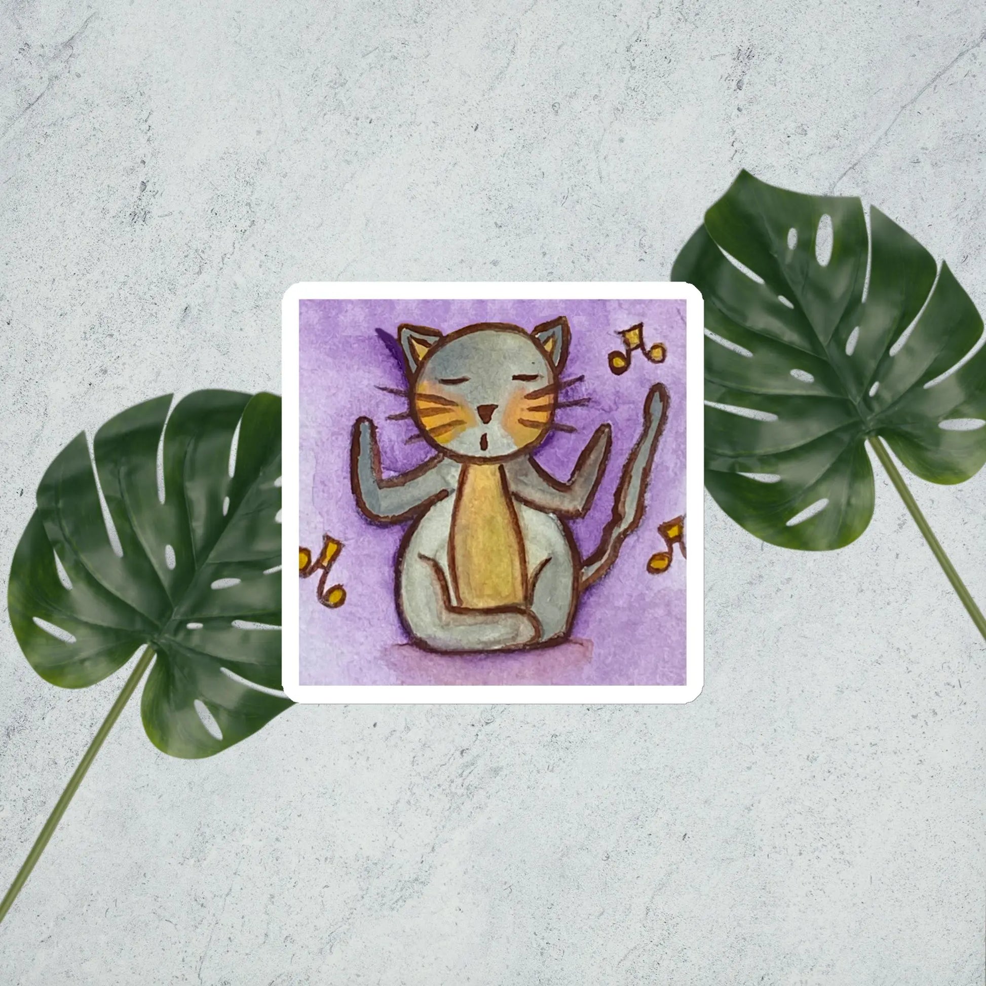 Magnet (cat chanting - purple background)