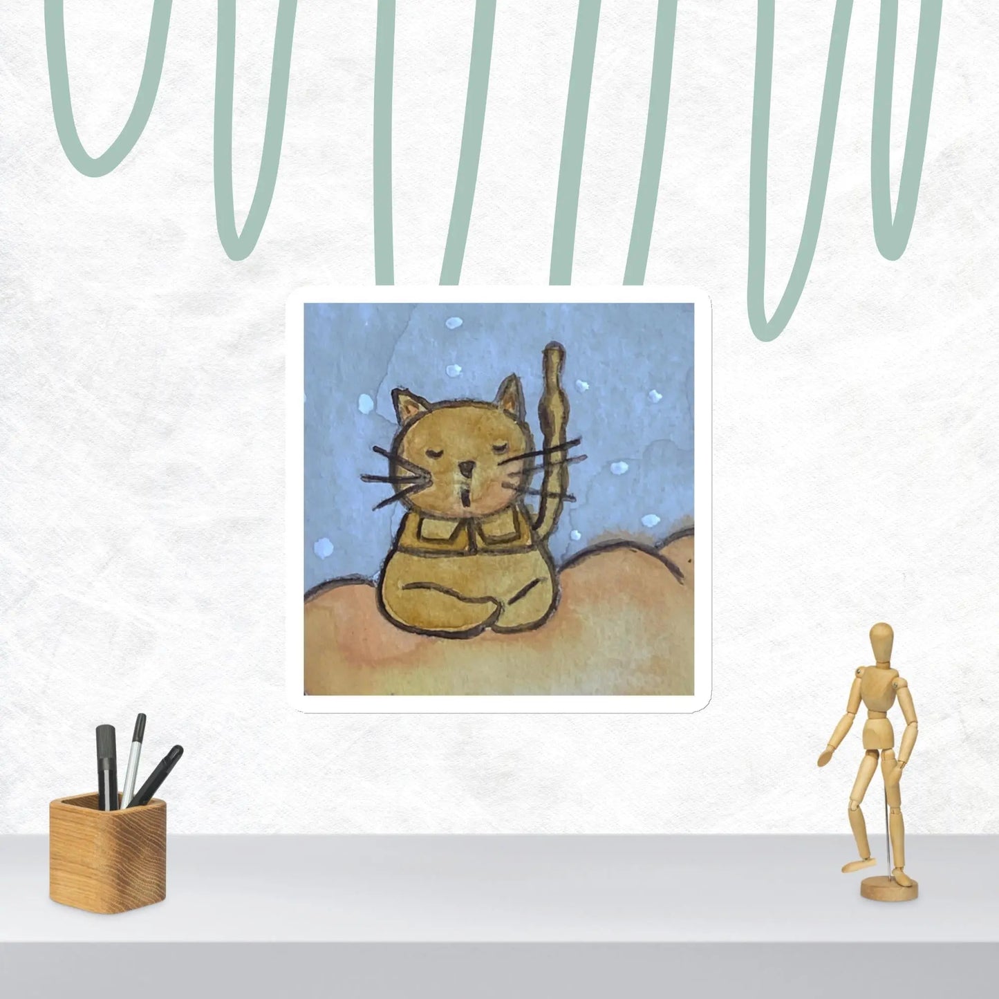 Magnet (cat chanting on a cloud - blue background)