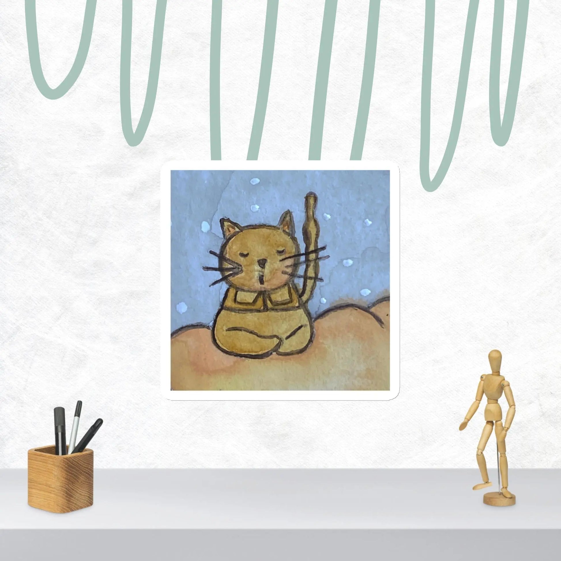 Magnet (cat chanting on a cloud - blue background)