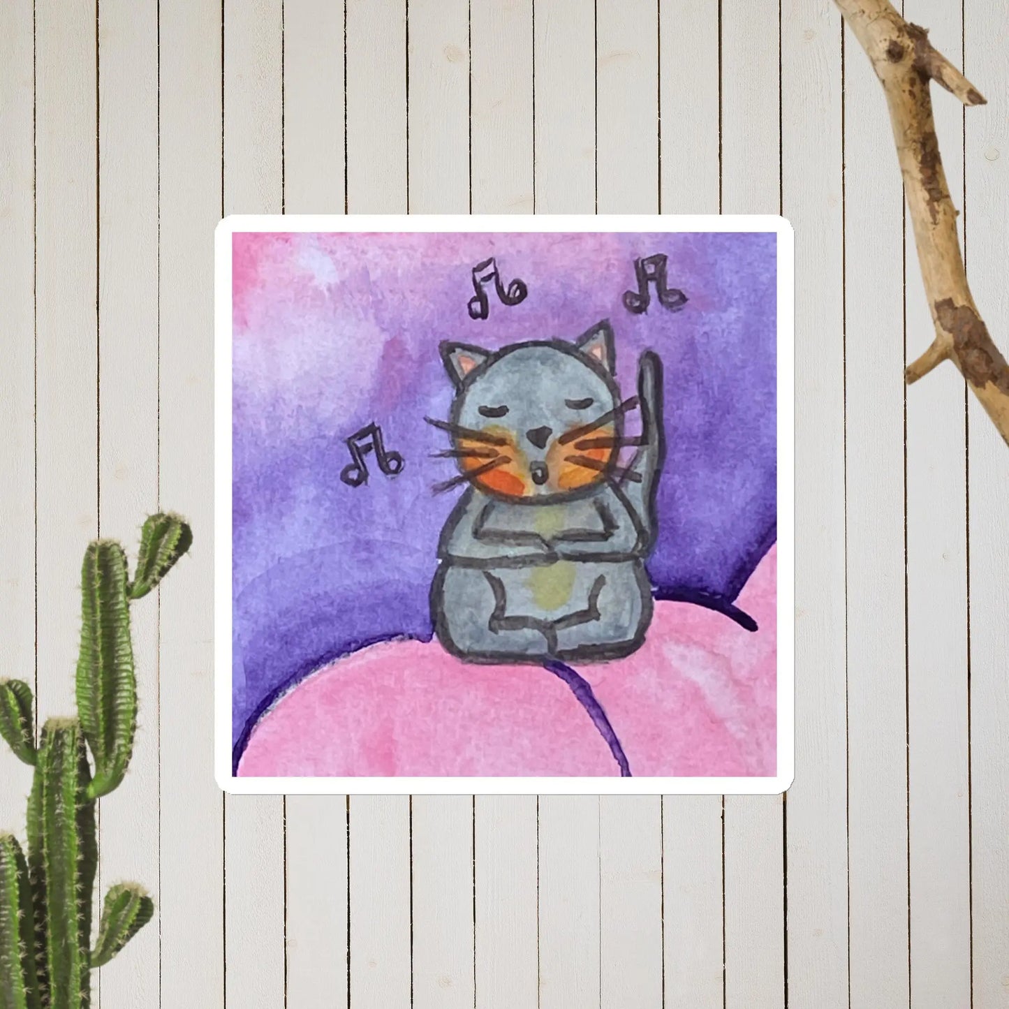 Magnet (cat chanting on a pink cloud)