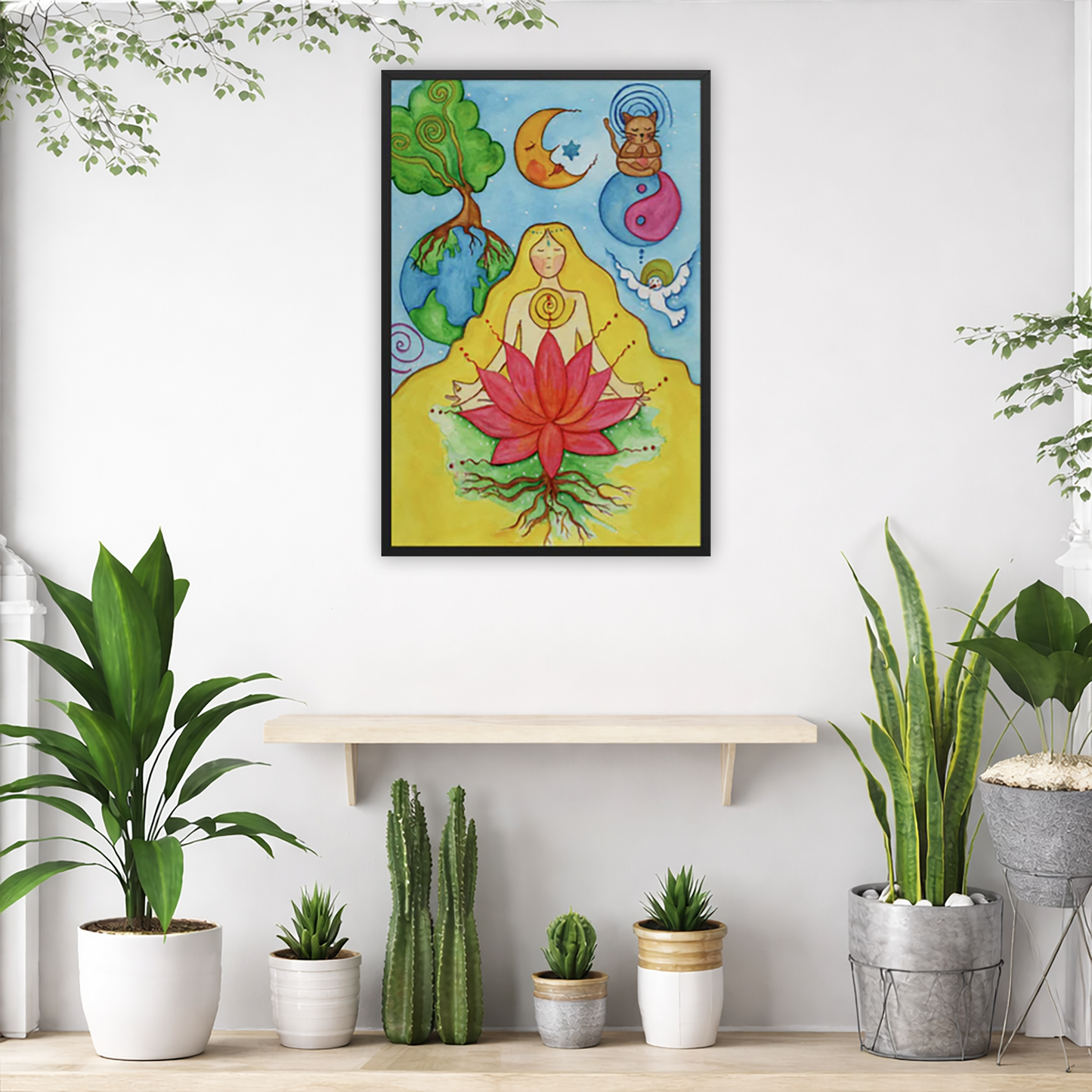 Lotus Meditation Framed Poster | Root Chakra Art | Spiritual Energy Poster
