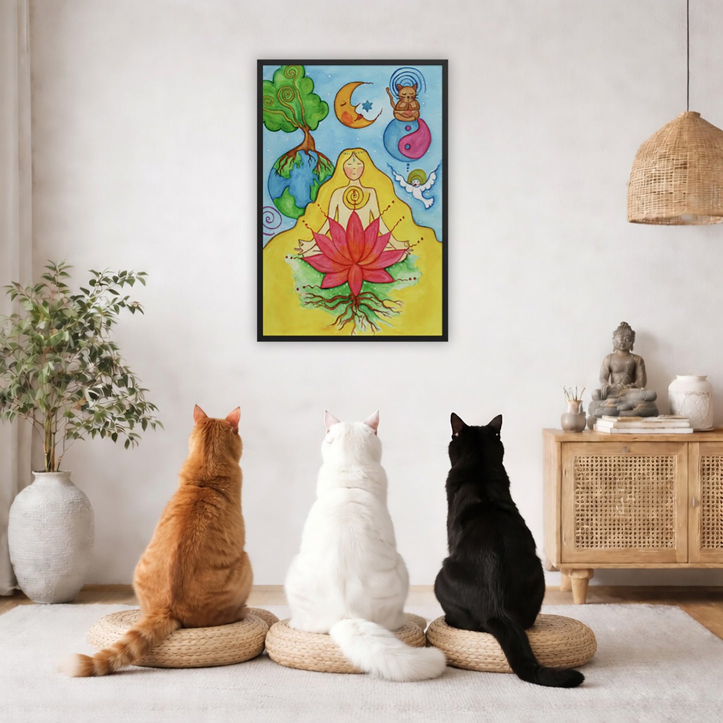 Lotus Meditation Framed Poster | Root Chakra Art | Spiritual Energy Poster