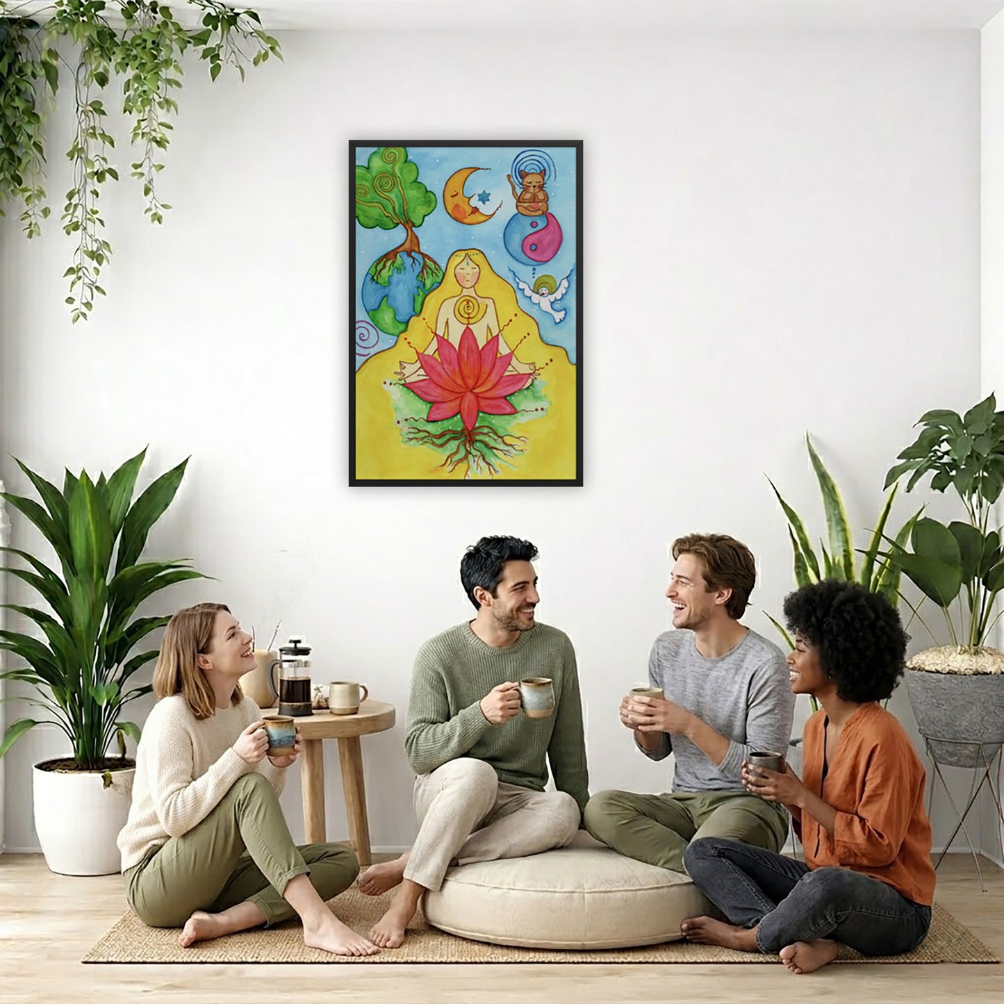 Lotus Meditation Framed Poster | Root Chakra Art | Spiritual Energy Poster