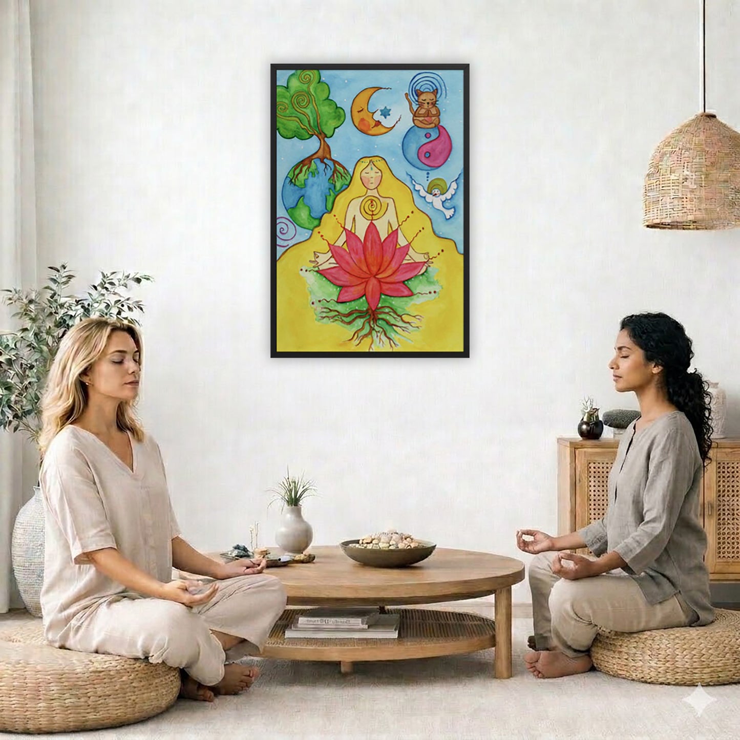 Lotus Meditation Framed Poster | Root Chakra Art | Spiritual Energy Poster