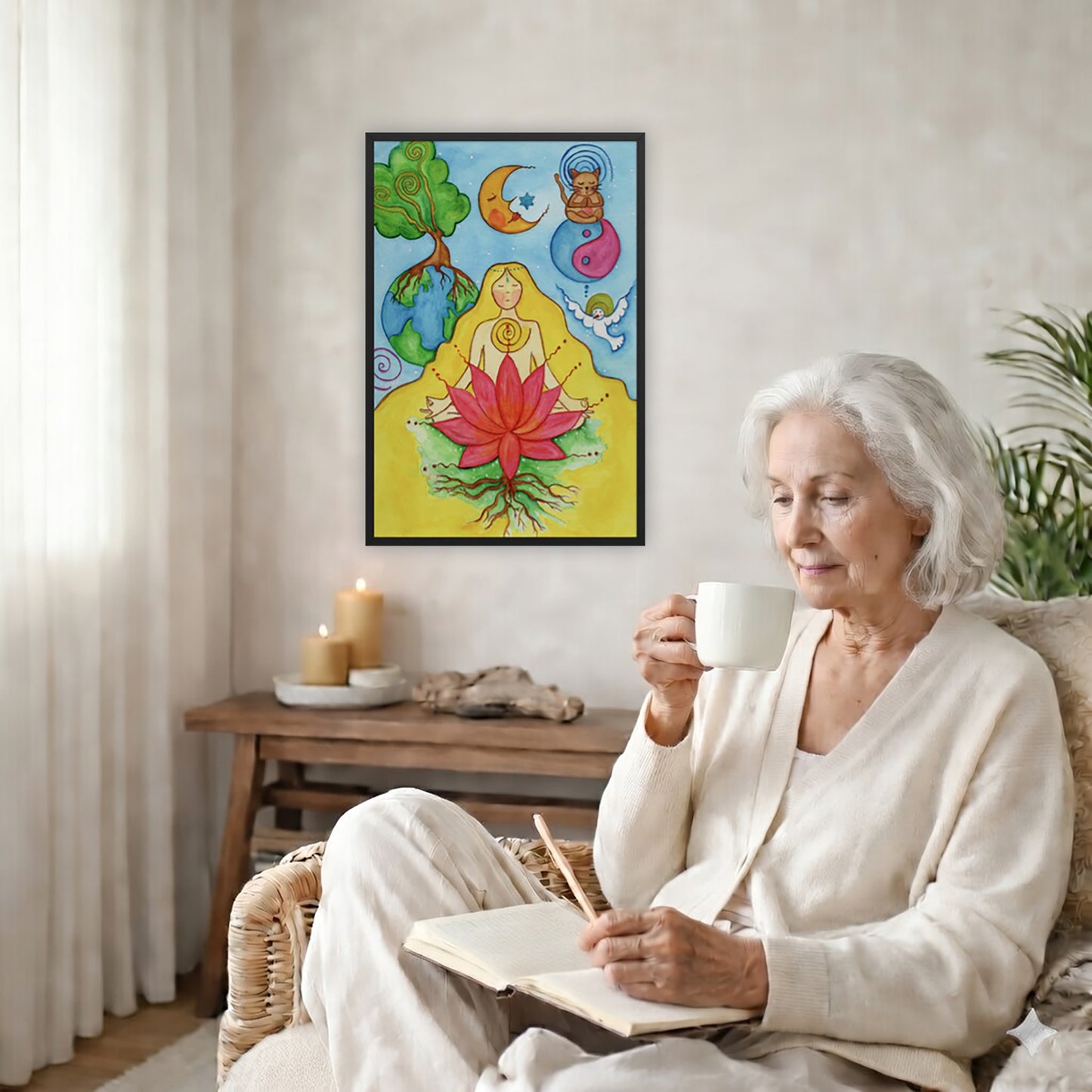 Lotus Meditation Framed Poster | Root Chakra Art | Spiritual Energy Poster