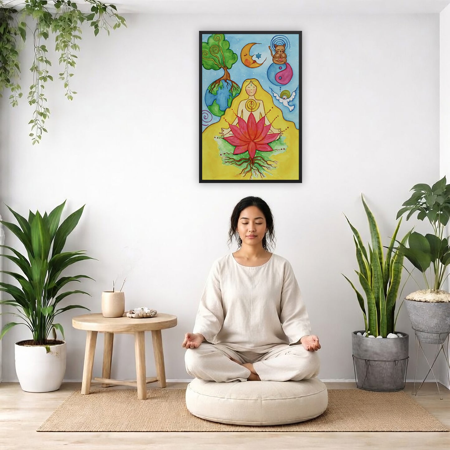 Lotus Meditation Framed Poster | Root Chakra Art | Spiritual Energy Poster