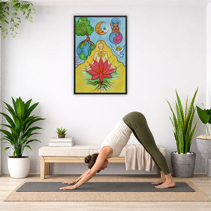 Lotus Meditation Framed Poster | Root Chakra Art | Spiritual Energy Poster