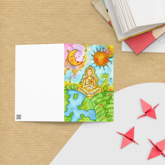 Greeting Card (meditating beneath the sun and moon)