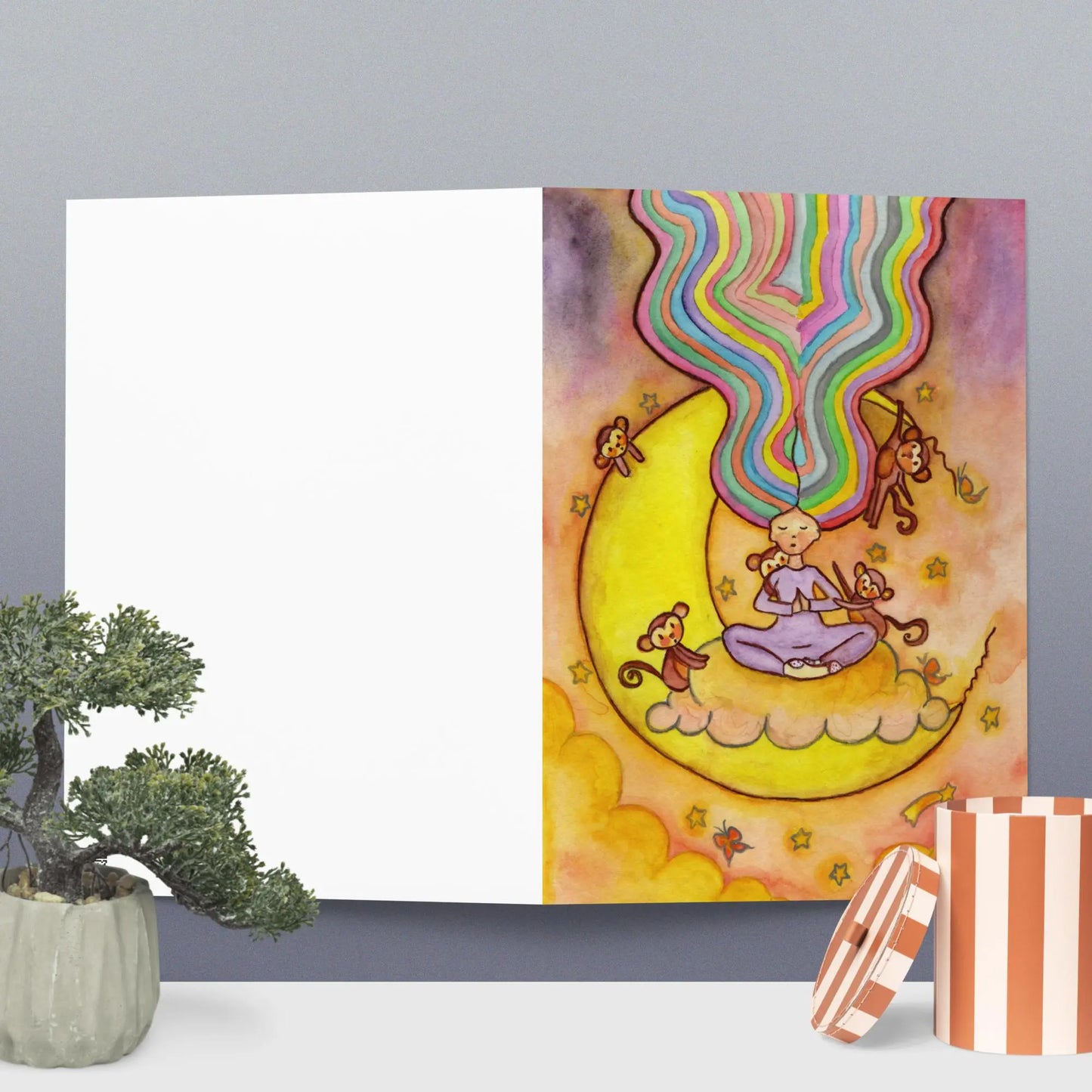 Greeting Card (meditating on the moon)