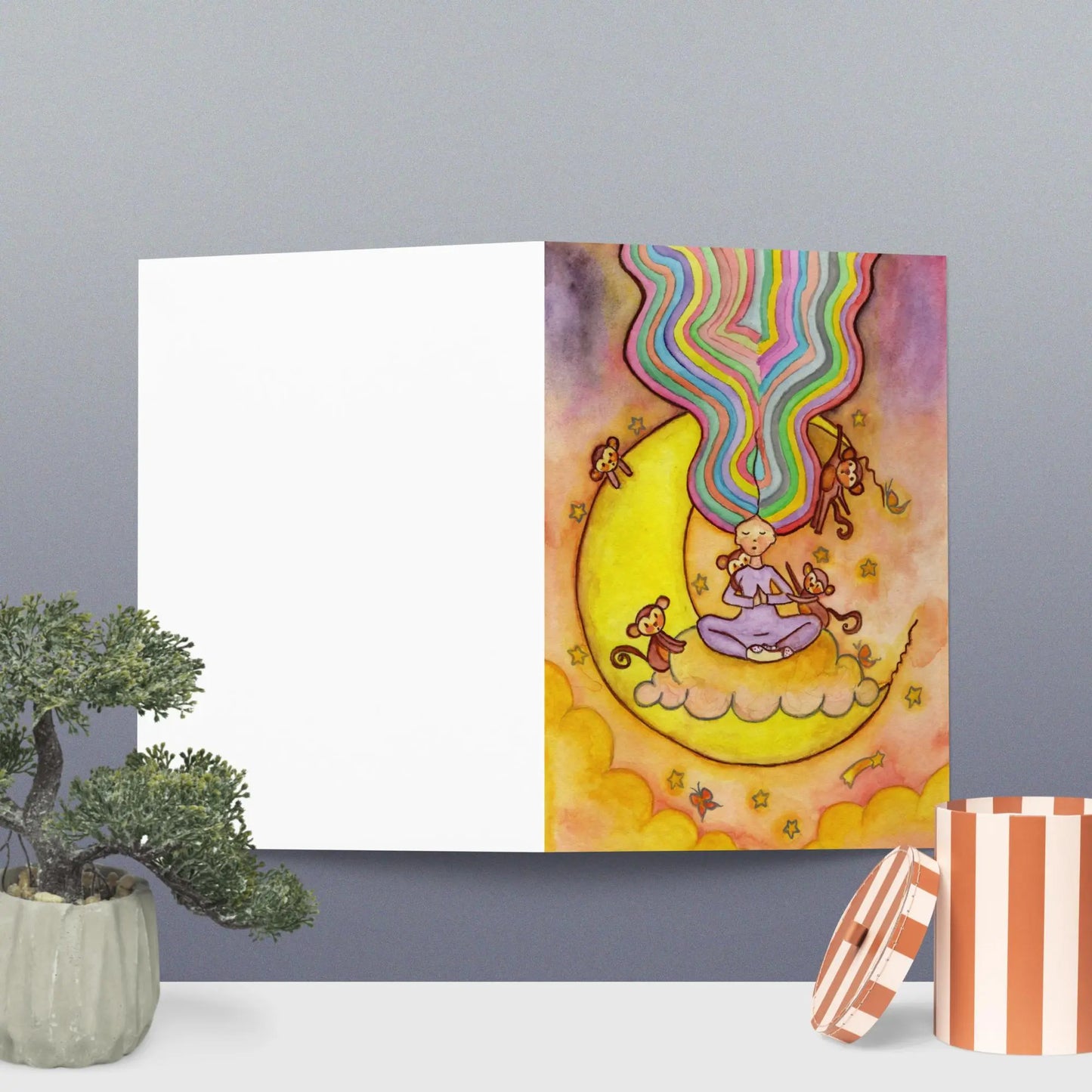 Greeting Card (meditating on the moon)