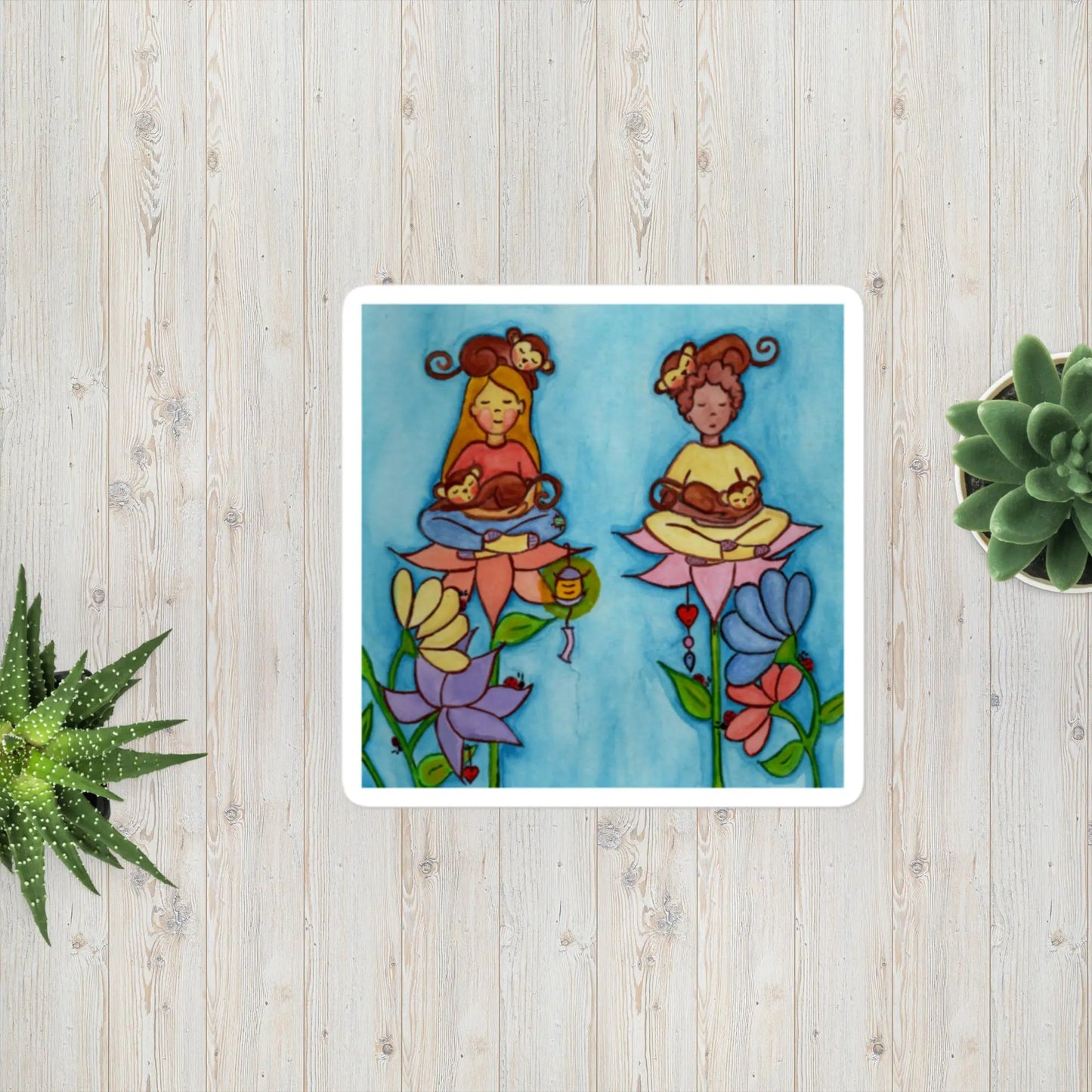 Bubble-free stickers (meditating on flowers)