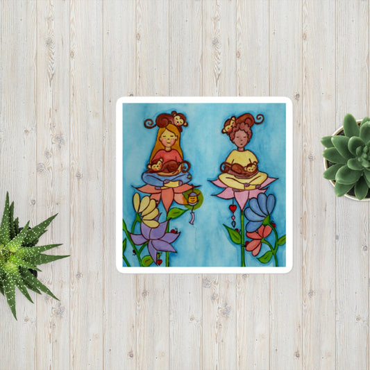 Bubble-free stickers (meditating on flowers)