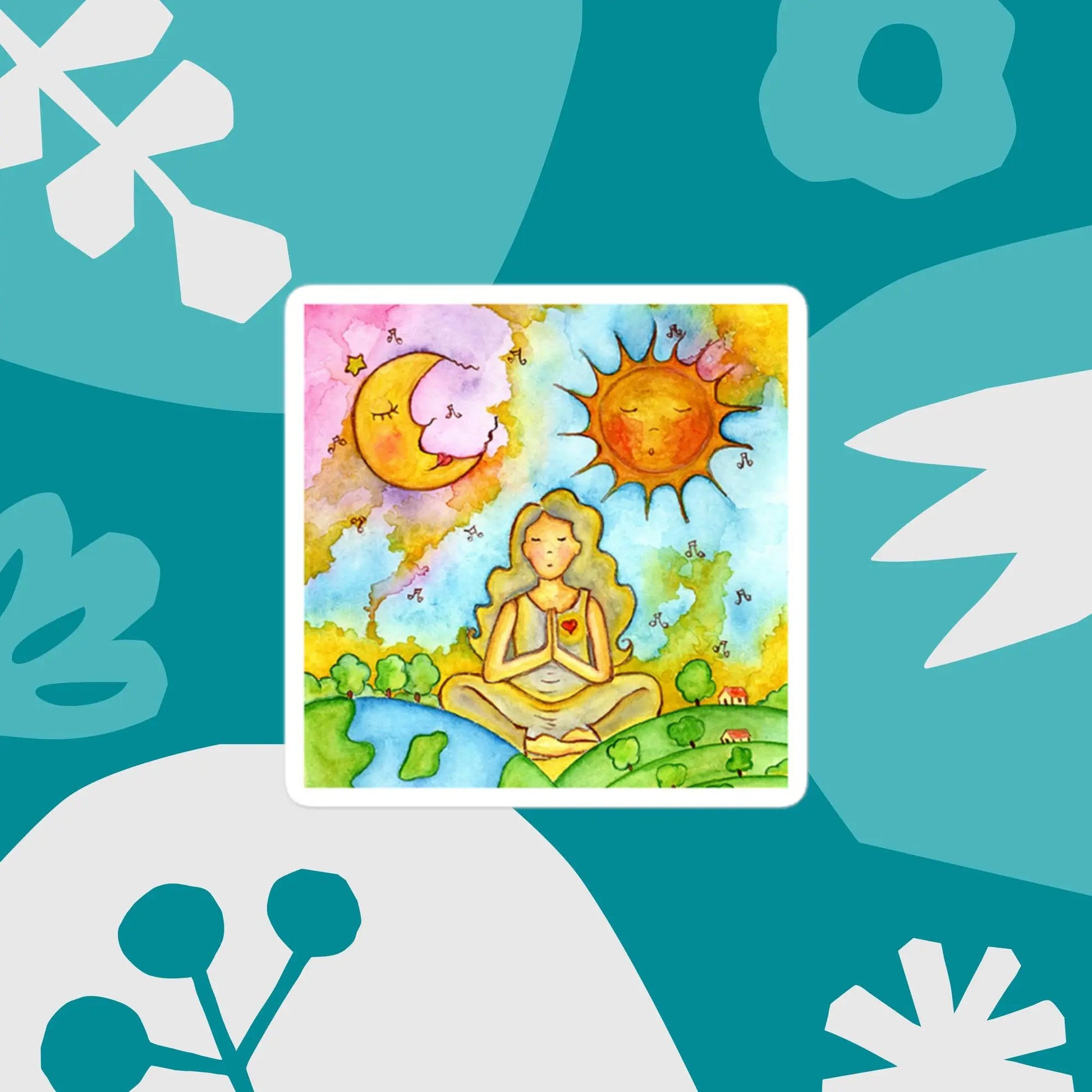 Bubble-free stickers (meditating beneath the sun and moon)