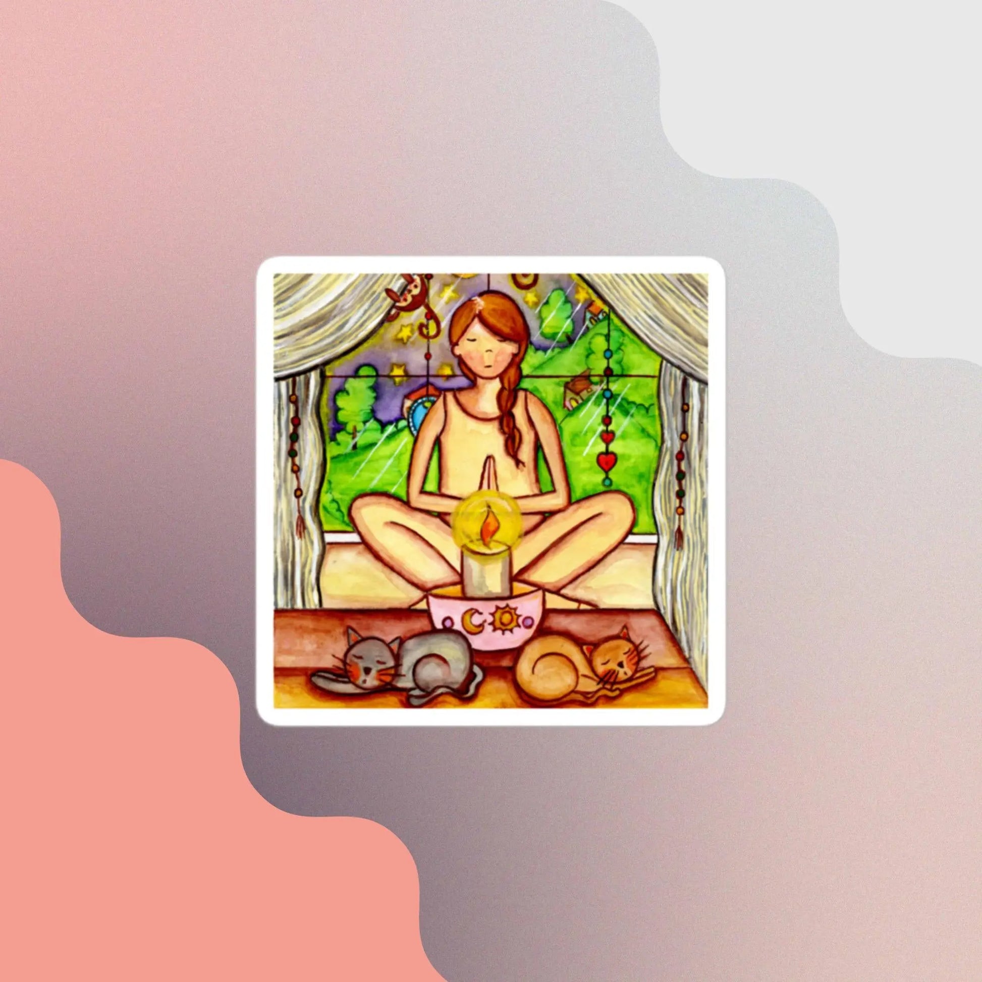 Bubble-Free Sticker (meditating on a still flame)