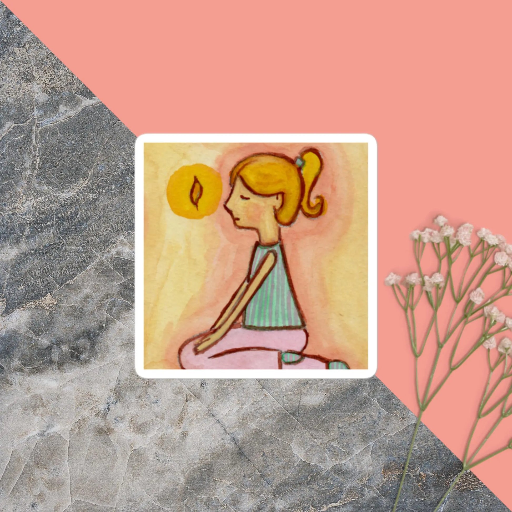 Bubble-Free Sticker (kneeling meditation)