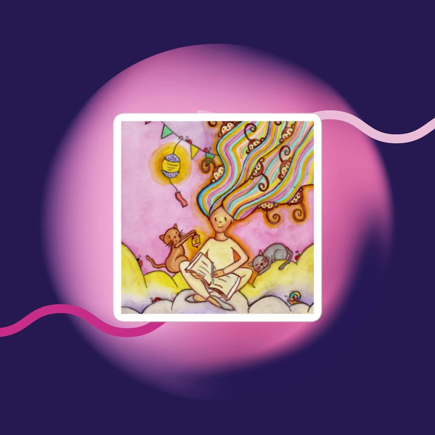 Bubble-Free Sticker (journaling helps to calm the monkey mind)