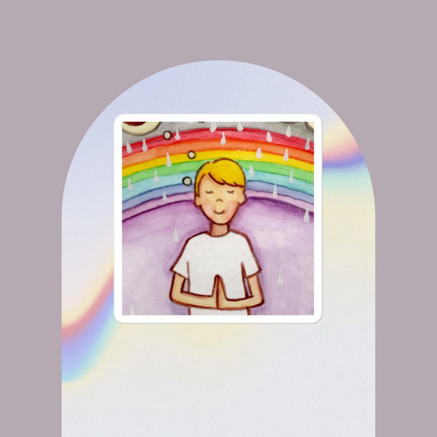 Bubble-Free Sticker (meditating underneath a rainbow)