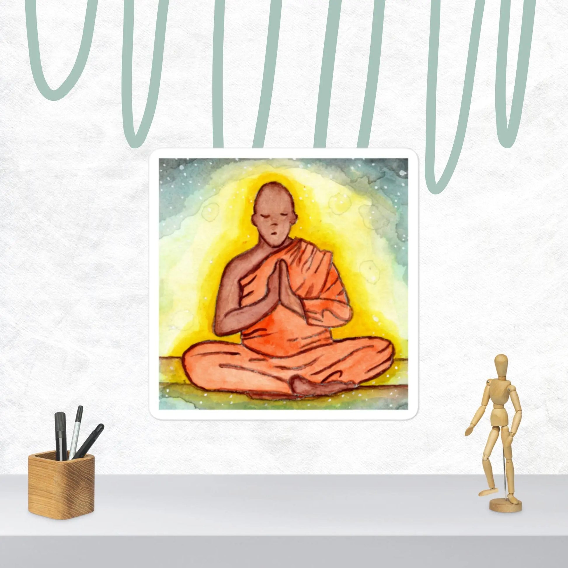 Bubble-Free Sticker (monk meditating)