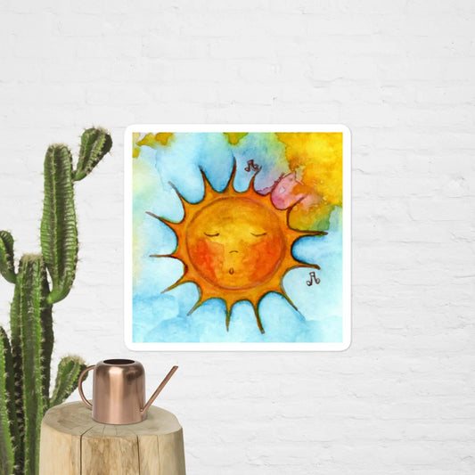 Bubble-Free Sticker (the sun chanting - blue background)