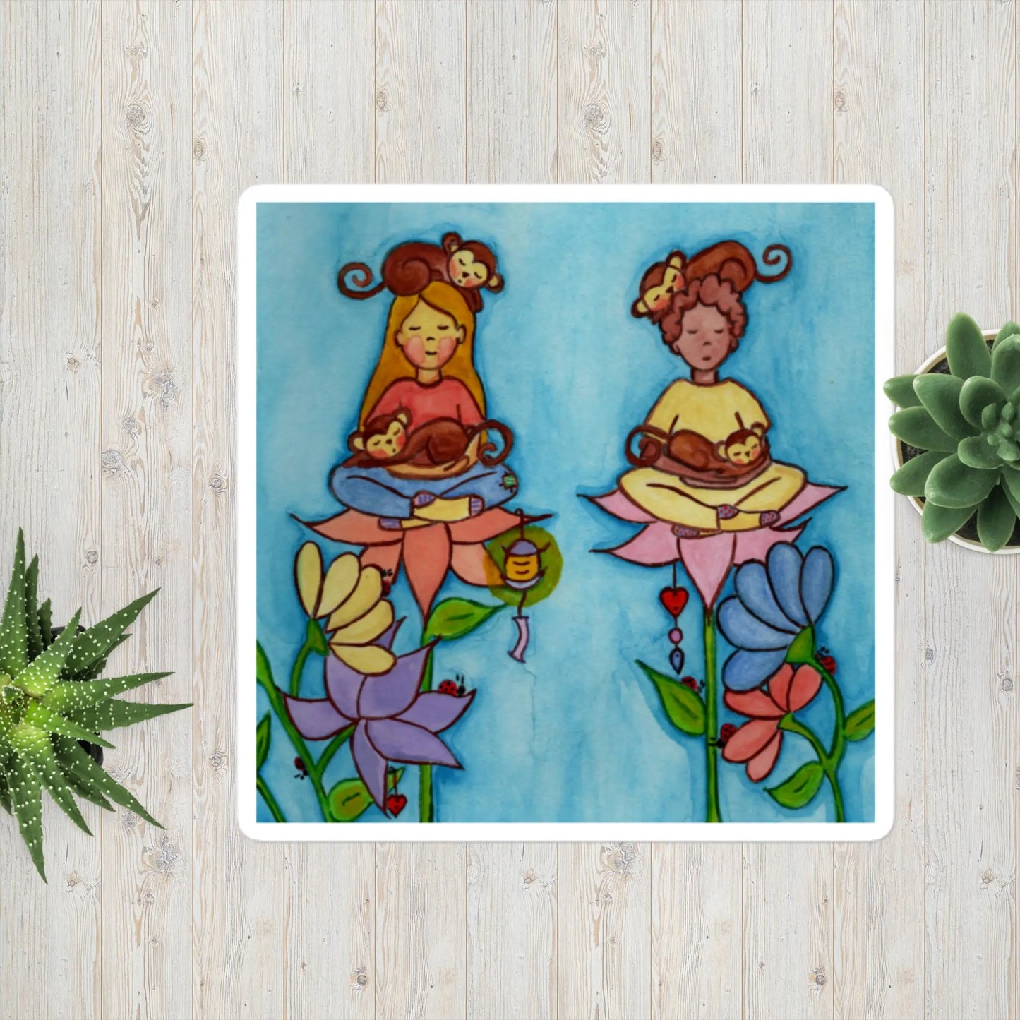 Bubble-free stickers (meditating on flowers)