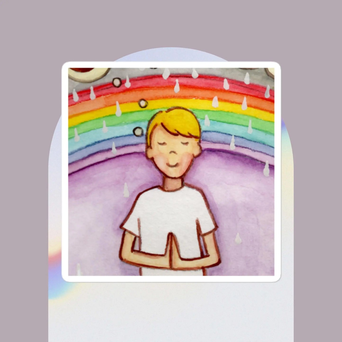 Bubble-Free Sticker (meditating underneath a rainbow)
