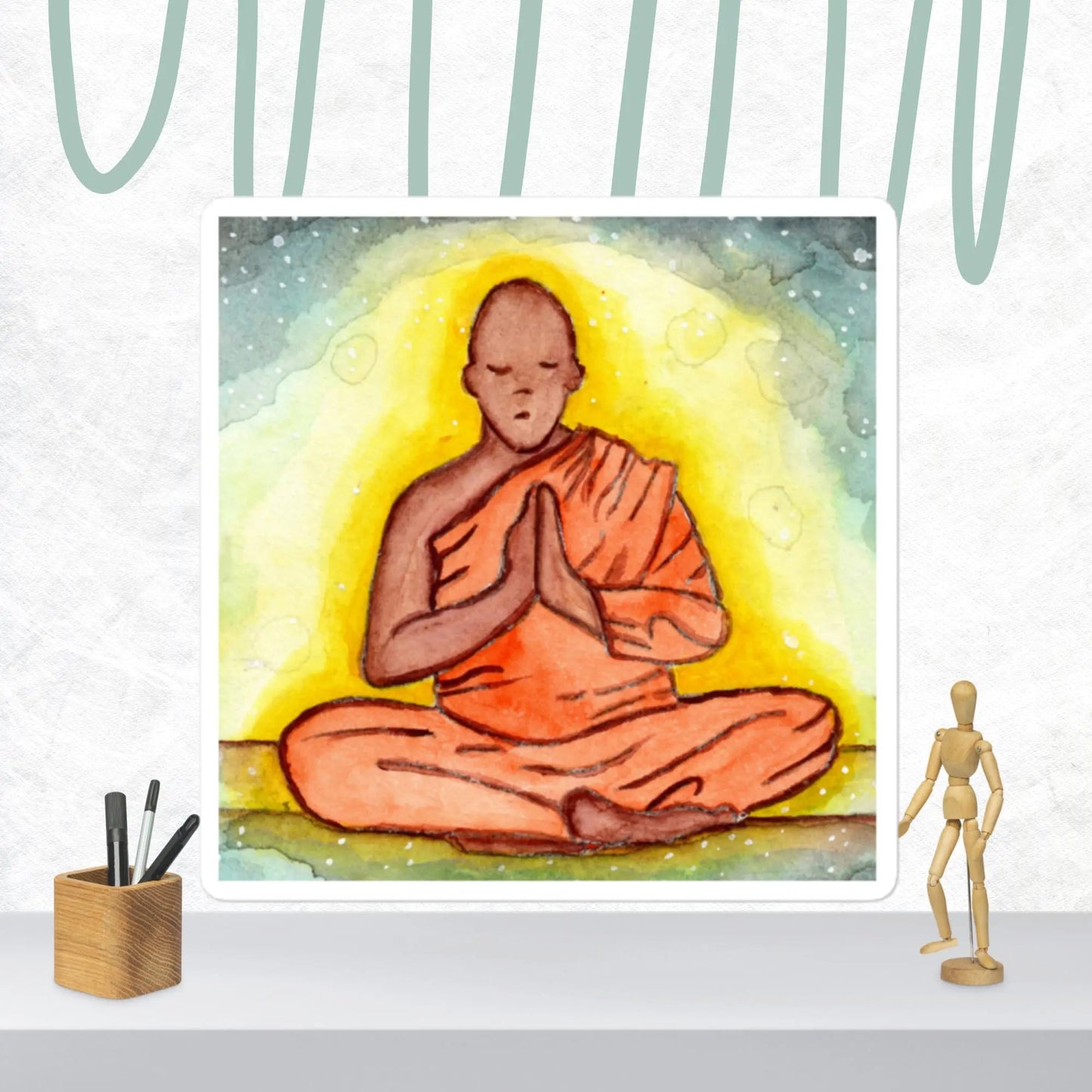 Bubble-Free Sticker (monk meditating)