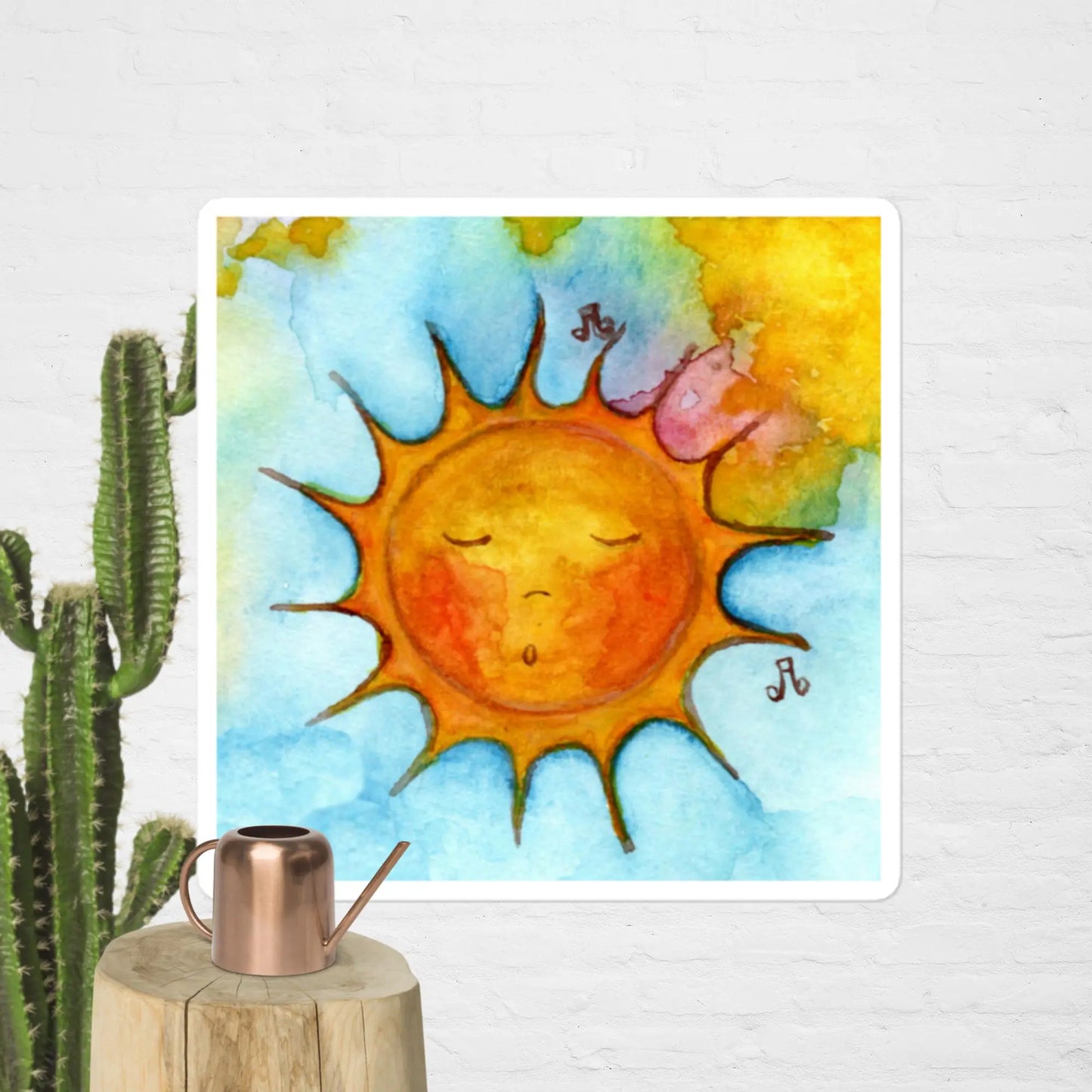 Bubble-Free Sticker (the sun chanting - blue background)