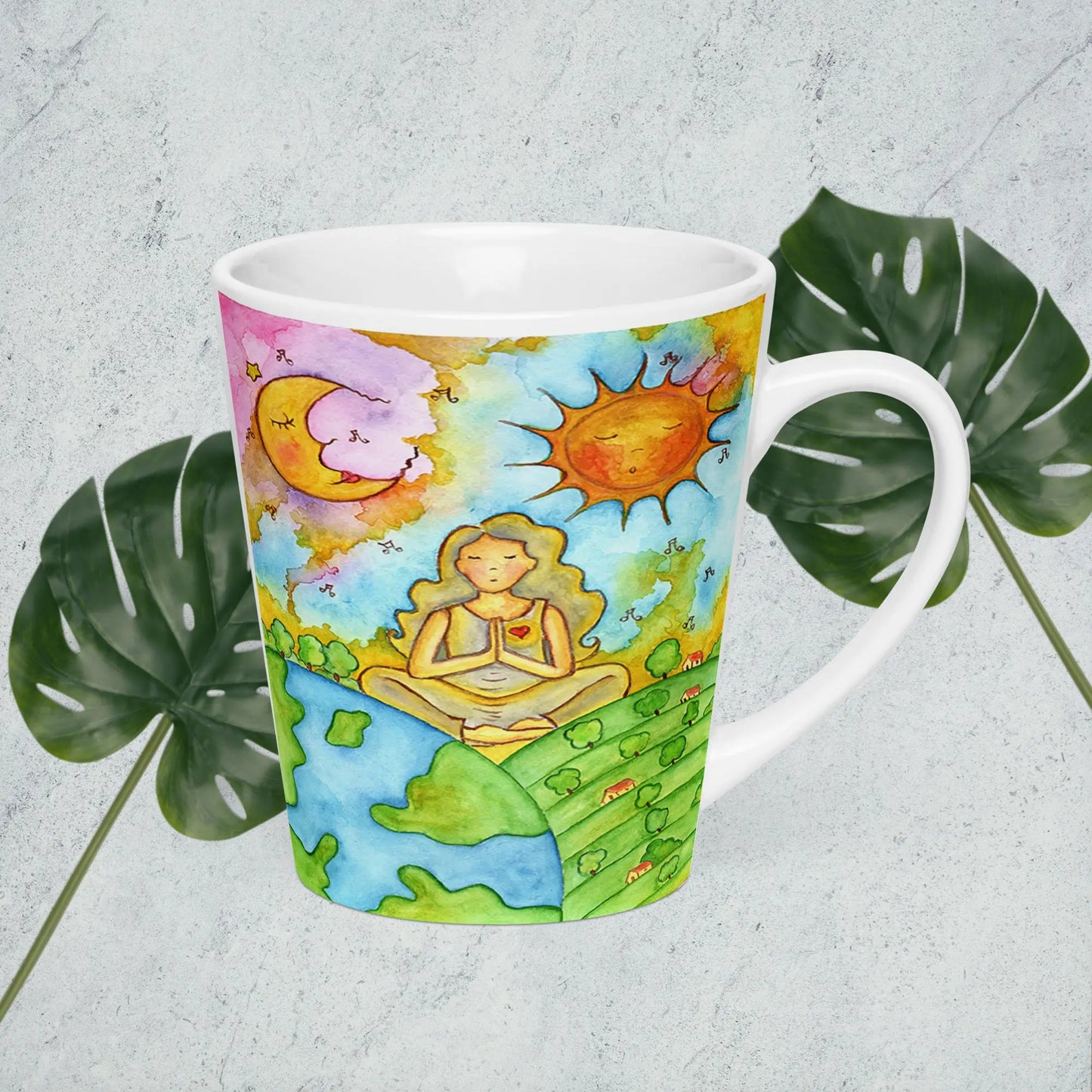 Latte Mug (meditating beneath the sun and moon)