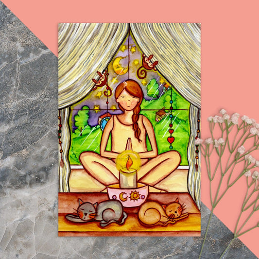 Postcard (meditating on a still flame)