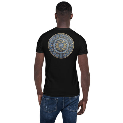 Unisex Softstyle T-Shirt (mandala with gold rim on back | PROTECTION in white lettering)