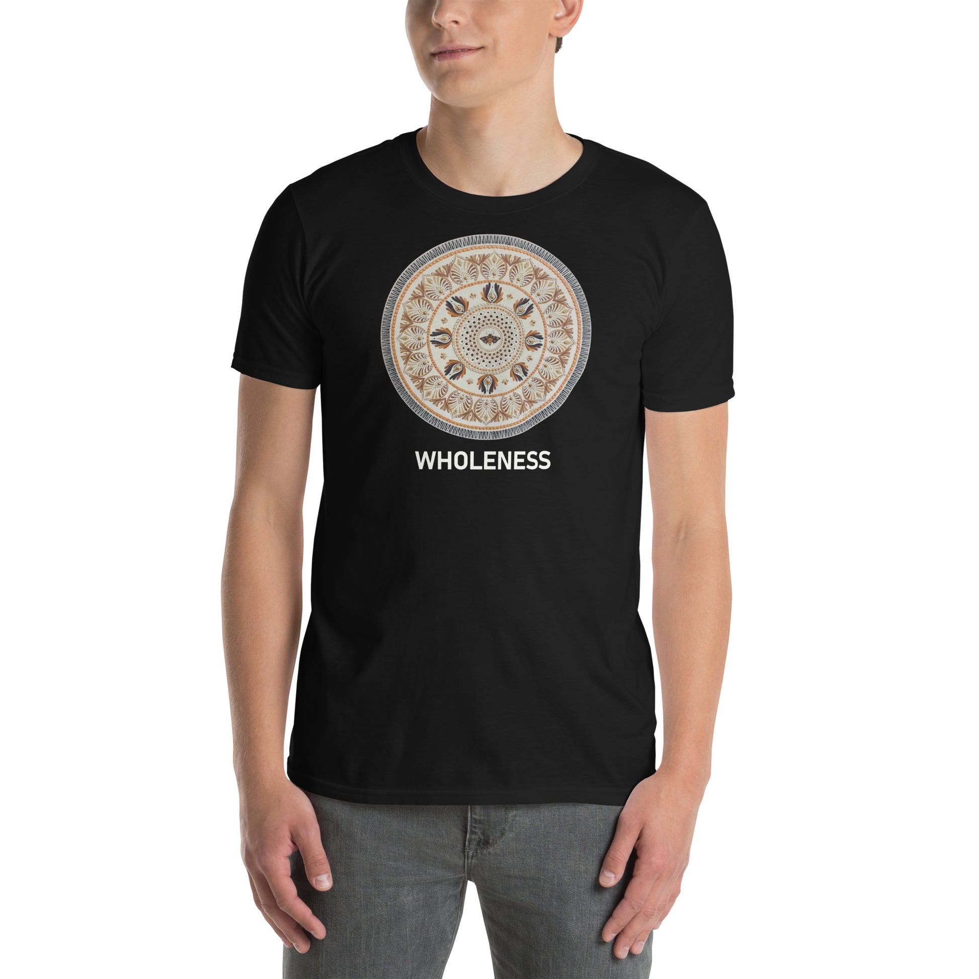 Unisex Softstyle T-Shirt (beige mandala | on front | WHOLENESS in white lettering)