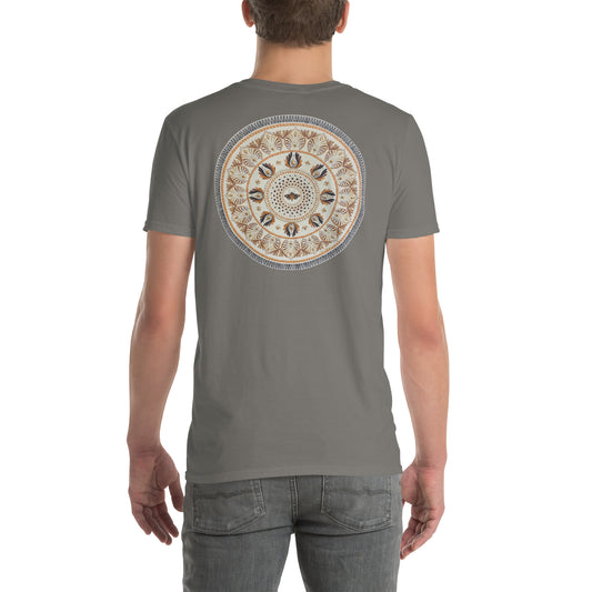 Unisex Softstyle T-Shirt (beige mandala on back | WHOLENESS in black lettering on front)