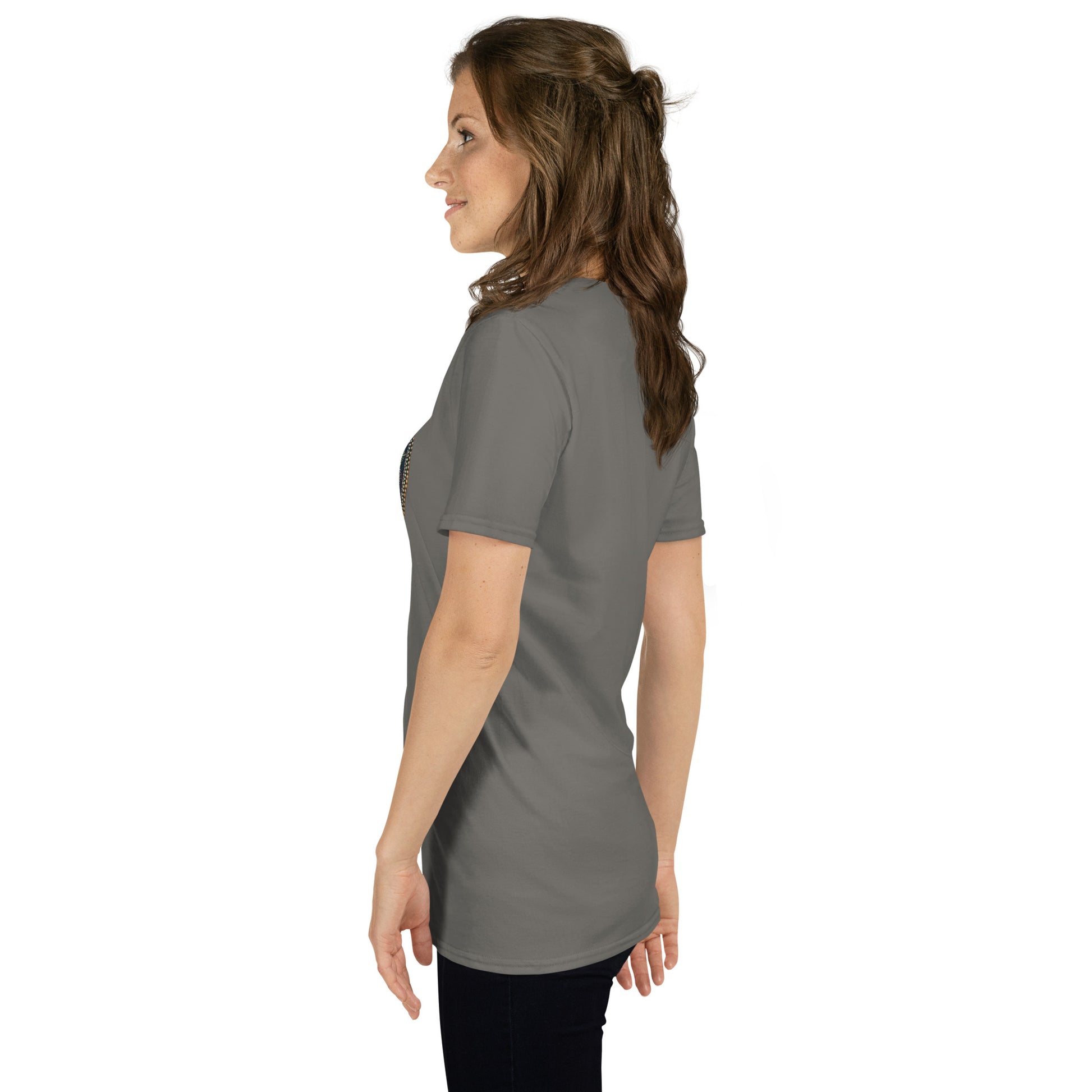 Unisex Softstyle T-Shirt (mandala with cross in the core | on front | GROWTH in black lettering)