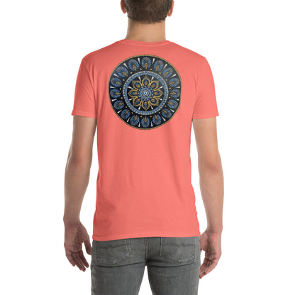 Unisex Softstyle T-Shirt (mandala with gold rim on back | PROTECTION in white lettering)
